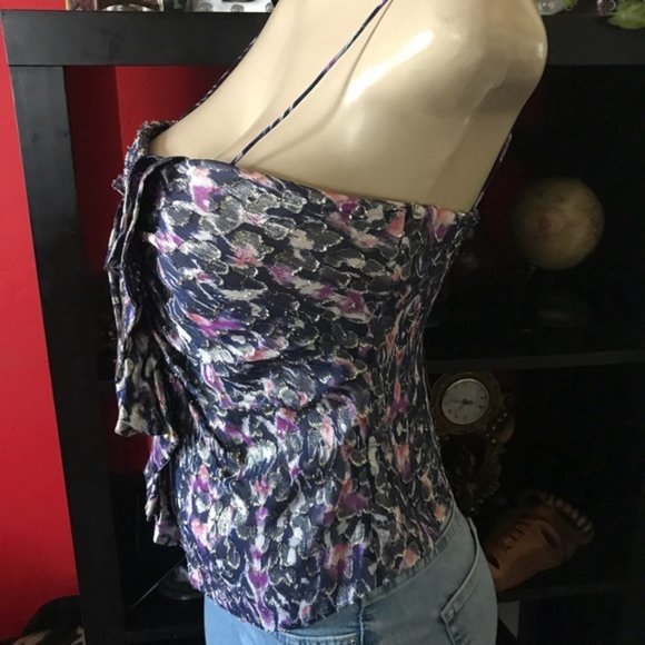 Elie Tahari Nia Metallic Jacquard Ruffle Bustier - Picture 5 of 13